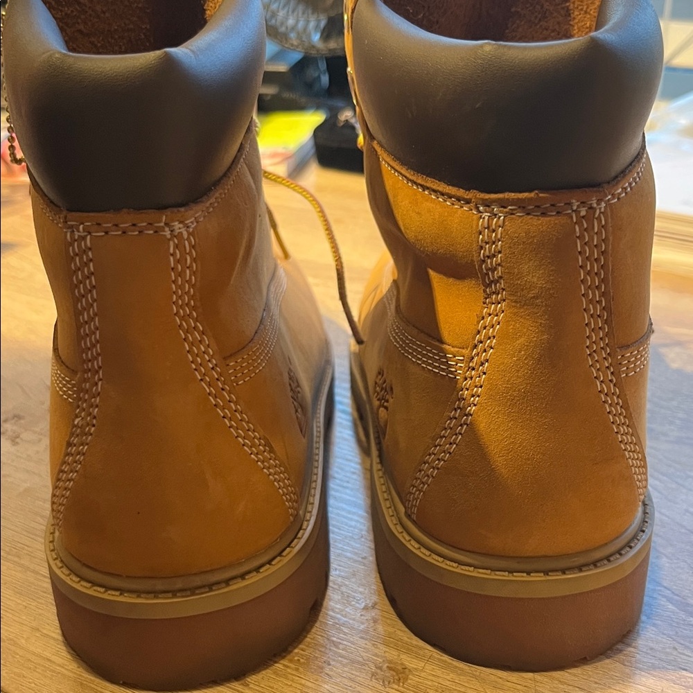 Timberland Wheat Nubuck Work Boots with Dark Collar - Picture 6 of 9